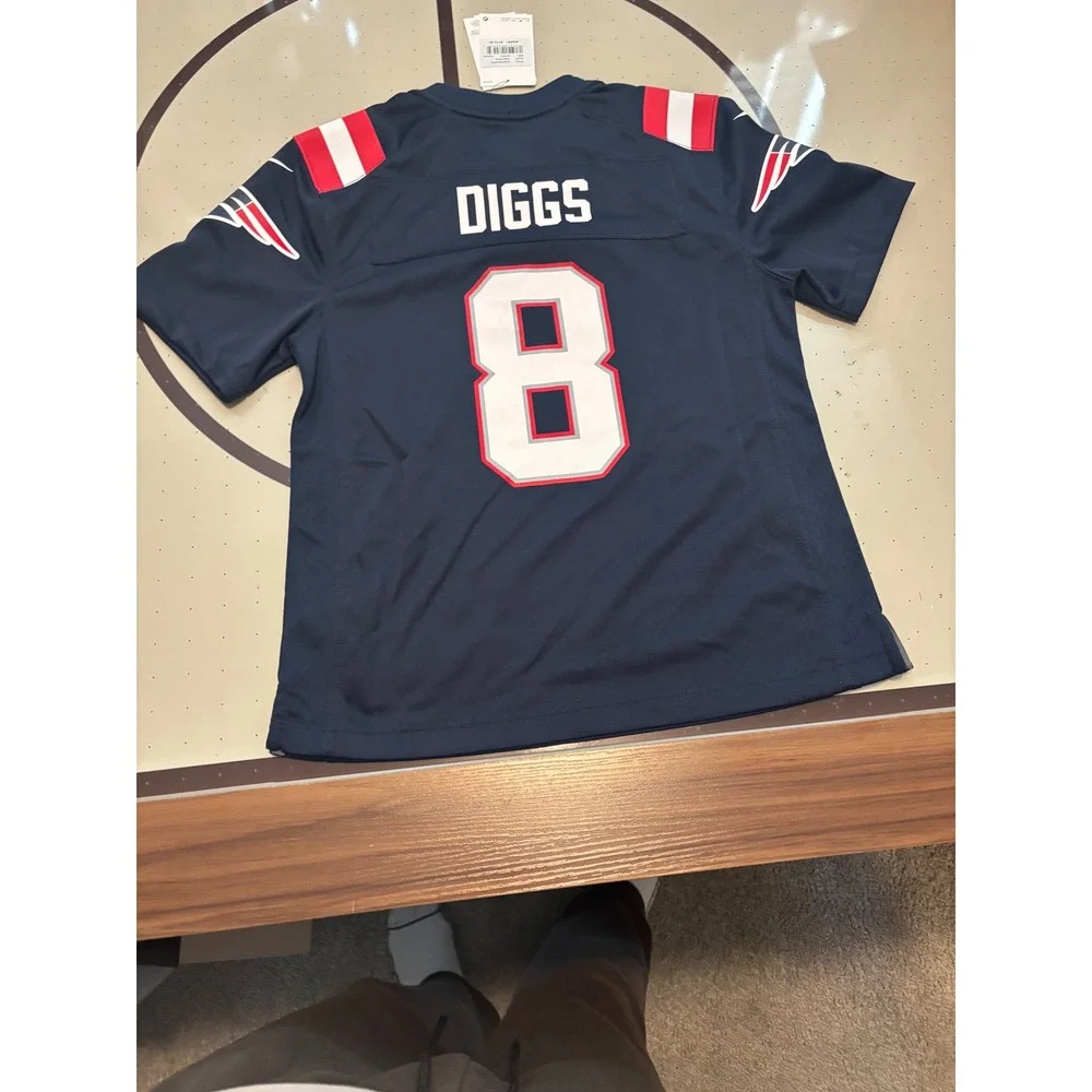 Nike New England Patriots Stefon Diggs 8 Youth Medium Jersey Navy Blue NFL New